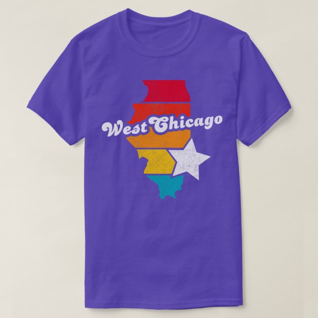 T-shirt West Chicago Illinois Vintage Souvenir déshabillé (Design devant)