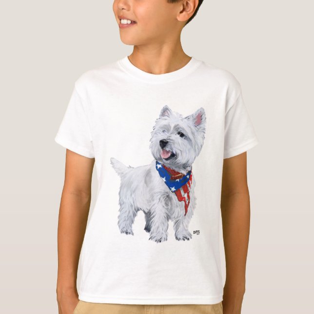 T-shirt West Highland White Terrier Patriotique (Devant)
