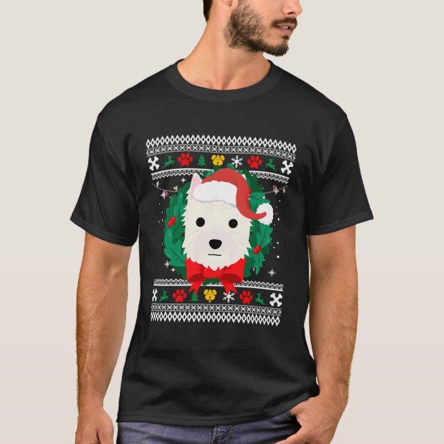T-shirt West Highland White Terrier Westin Vilain Noël (Devant)