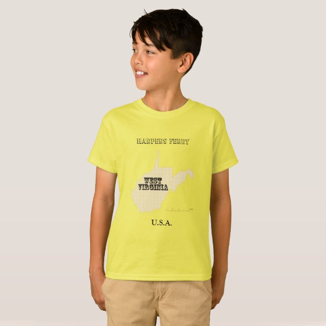 T - Shirt - West Virginia Karte mit Stadt (Vorne ganz)