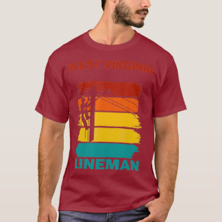 T-shirt West Virginia Lineman Sunset Electricien
