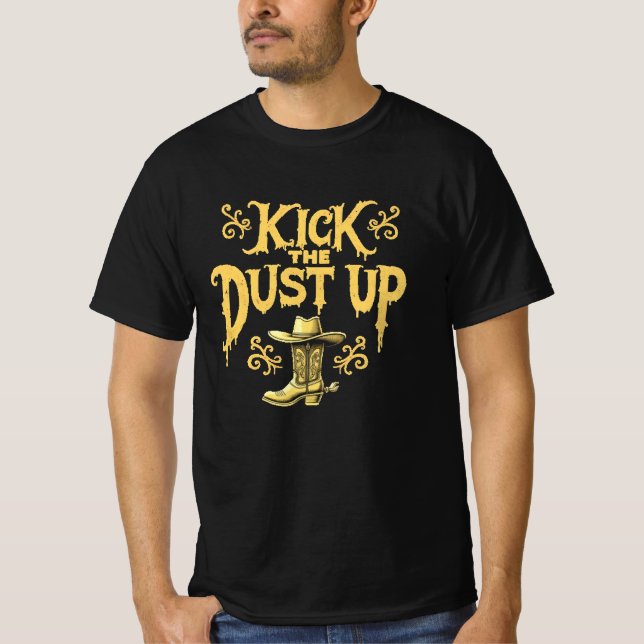 T-shirt Western Cowboy Botte et attaque la poussière (Devant)