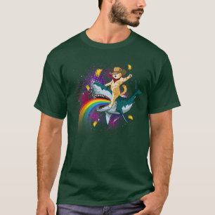 T-shirt Western Cowboy Chat Monter Un Requin Dans Taco Spa