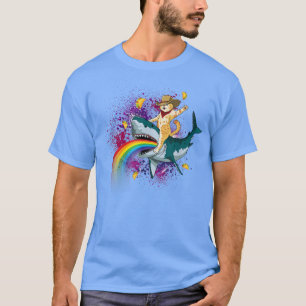 T-shirt Western Cowboy Chat Monter Un Requin Dans Taco Spa
