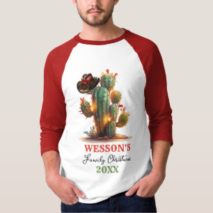 T-shirt Western Family Cactus Nom personnalisé Noël