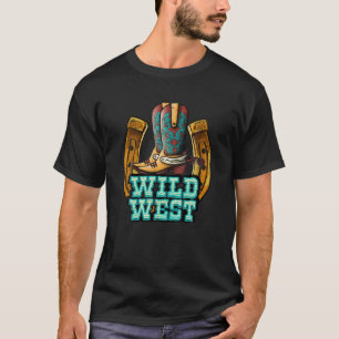 T-shirt Western Texas Cowboy Boots Horseshoe Cowgirl Rodeo