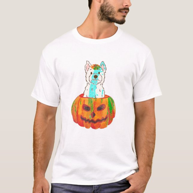 T-shirt WestiCitrouille West Highland White Terrier Dog Ha (Devant)