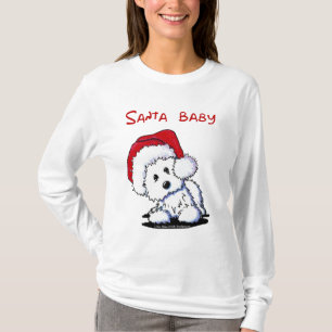 T-shirt Westie Chien PÈRE NOËL BABY Ladies Long Sleeve