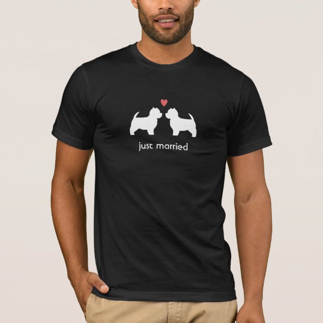 T-shirt Westie Chien Silhouettes avec Coeur et Texte (Devant)