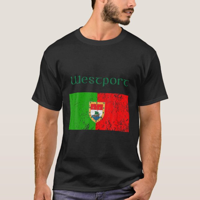 T-shirt Westport, County Mayo Shamrock Ireland Flag, Craic (Devant)