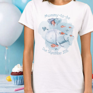 T-shirt Whale Baby shower Mommy à être personnalisé Date d