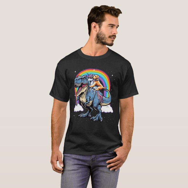 T-shirt Wheaten Terrier Unicorn équitation sur T rex Dinos (Devant entier)
