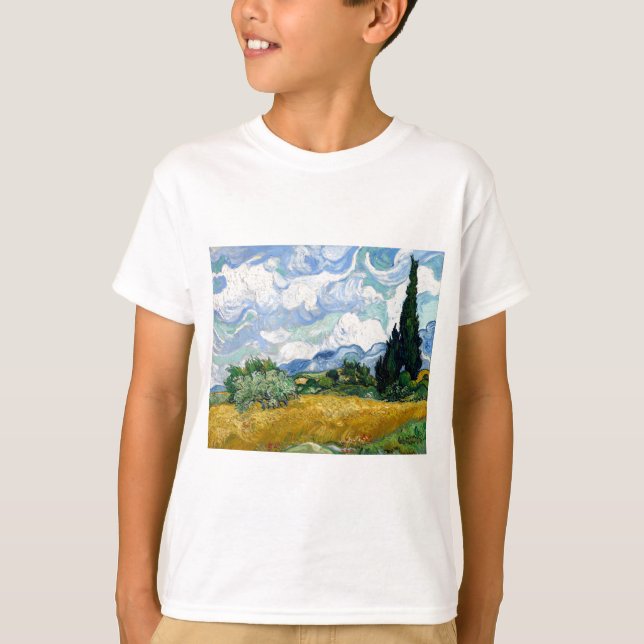 T-shirt Wheatfield de Vincent van Gogh avec des cyprès (Devant)
