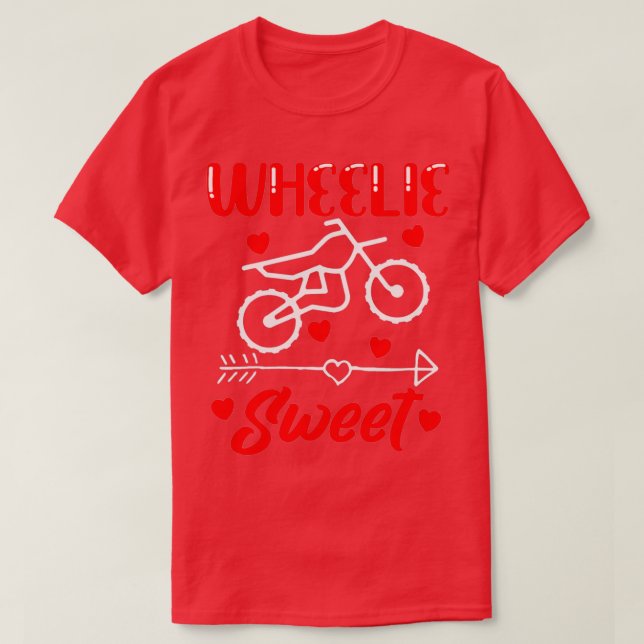 T-shirt Wheelie Sweet Funny Valentines Day Heart Dirt Bike (Design devant)