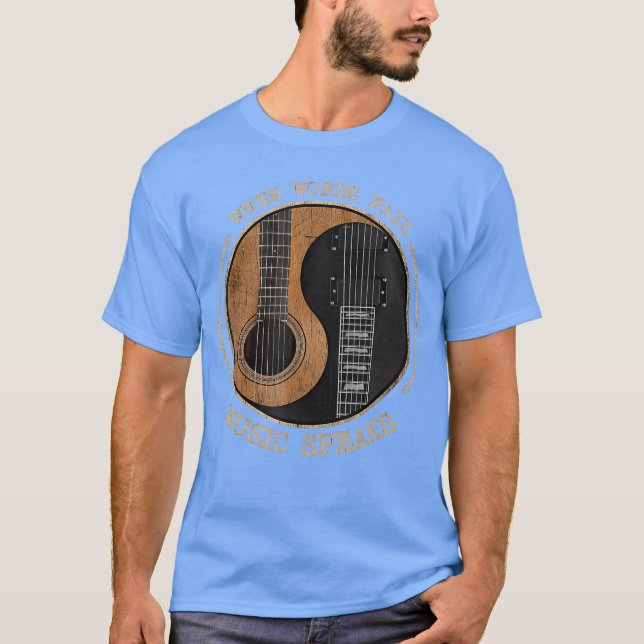 T-shirt When Words Fail Music Speaks Ying Yang Guitar gift (Devant)