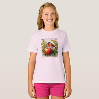T-shirt  Whimsical Bird & Apple Delight