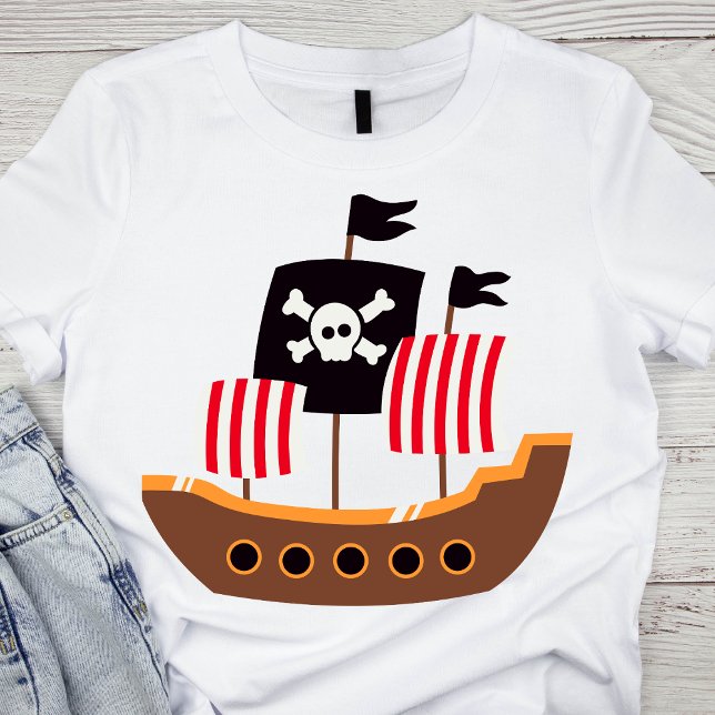 T-shirt Whimsical Brown et Red Pirate Ship (Créateur téléchargé)