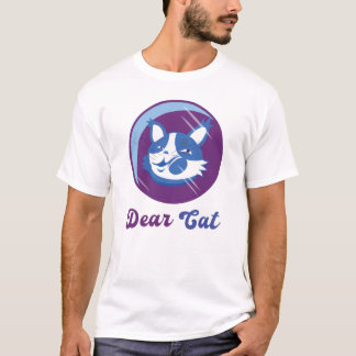 T-shirt Whimsical Cartoon Cat Graphic - Charming Blue