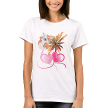 Whimsical Cat Mom Pink Hearts & Wildflower Floral 