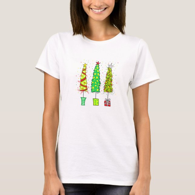 T Shirt - Whimsical Christmas Trees (Vorderseite)