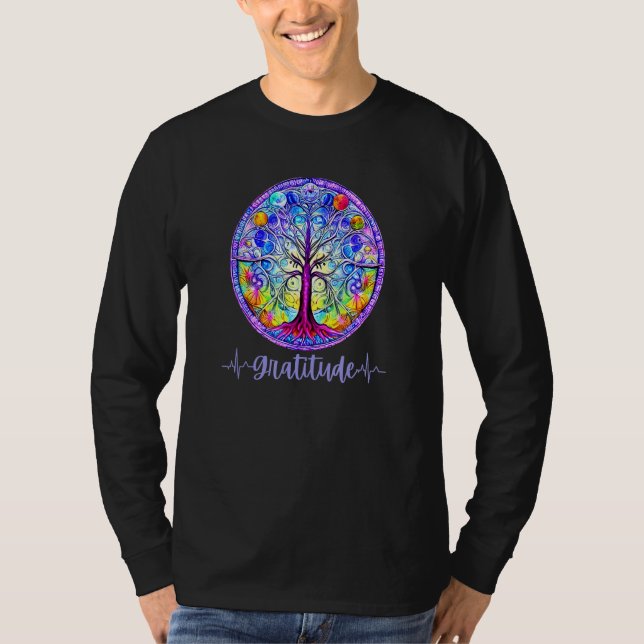 T-shirt Whimsical Fantasy Tree of Life Chakra Gratitude_2 (Devant)