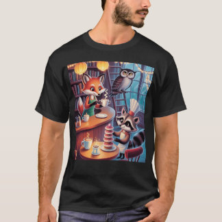 T-shirt Whimsical Forest Caf Cozy Animal Barista Vibes fam