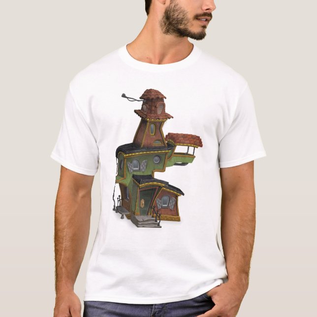 T-shirt Whimsical Haunted House Illustration (Devant)
