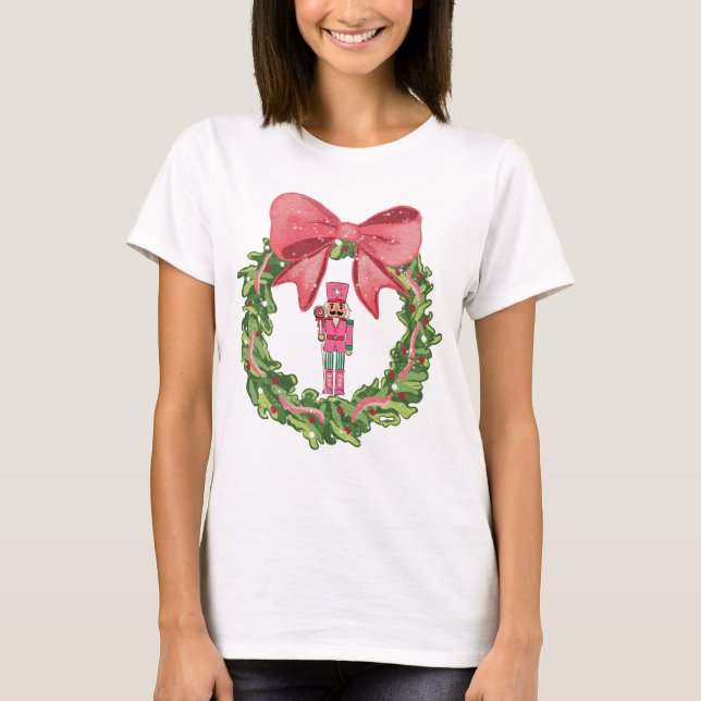 T-shirt Whimsical Nutcracker Christmas Wreath (Devant)