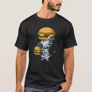 T-shirt Whimsical Zebra Hamburger Restauration rapide Chee