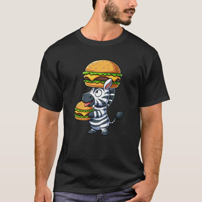 T-shirt Whimsical Zebra Hamburger Restauration rapide Chee (Devant)