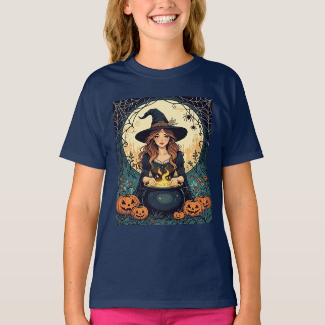 T-shirt Whimsically Enchanting Witch With Spiders (Devant)