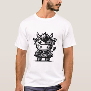 T-shirt Whimsigoth Cyborg Cow Art Vintage Design Classique