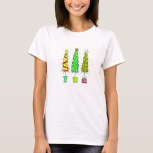 T-Shirt - Whimsische Weihnachtsbäume
