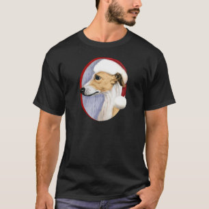 T-shirt Whippet Christmas Tan & White Père Noël