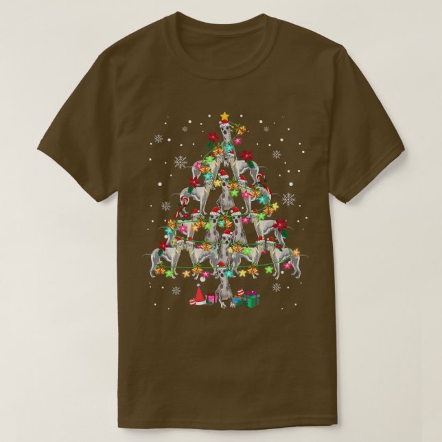 T-shirt Whippets Christmas Tree Funny Whippets Amoureux Ch (Design devant)
