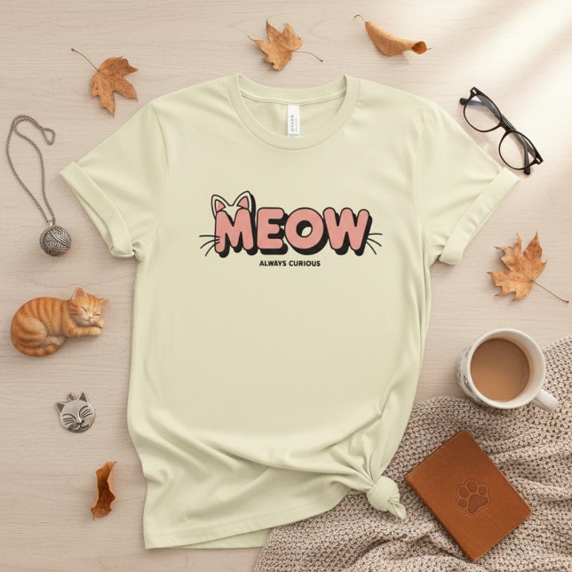 T-shirt Whisker Typography Design – MEOW Minimal Cat (Créateur téléchargé)