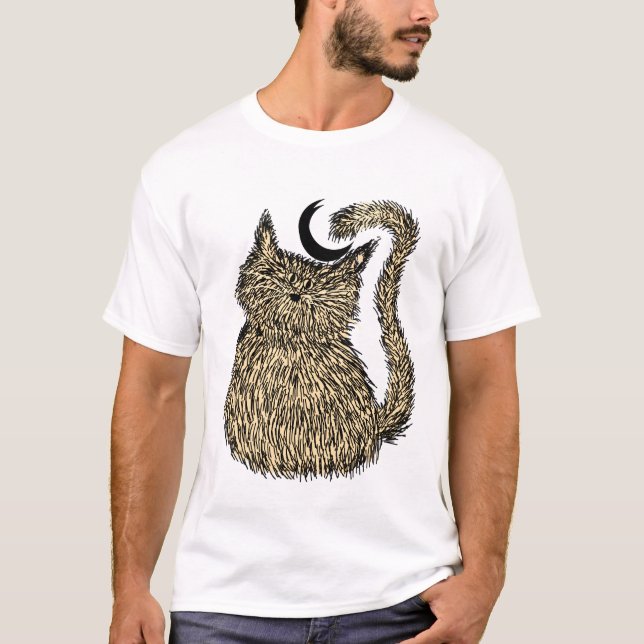 T-shirt Whisker Whimsy : Le Chat De Nuit Fluffé (Devant)