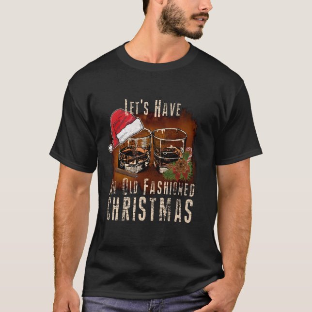 T-shirt Whiskey à l'ancienne Noël Bourbon Cocktail D (Devant)