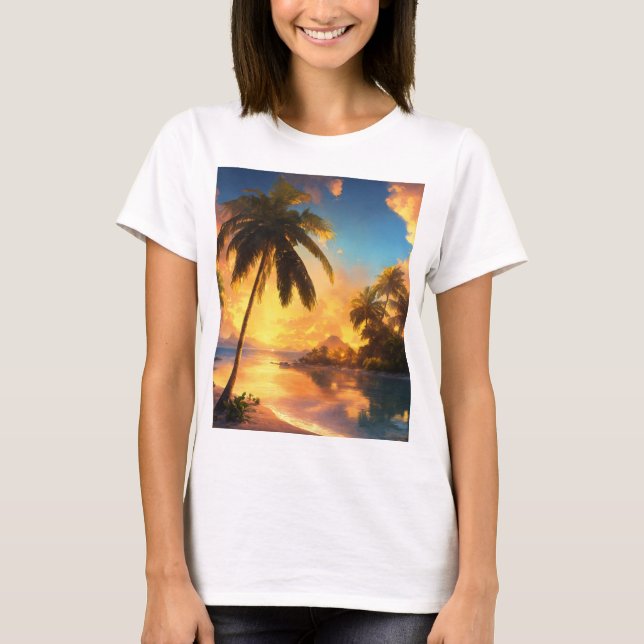 T-shirt Whispers of the Tides : Un paysage de rêve côtier (Devant)