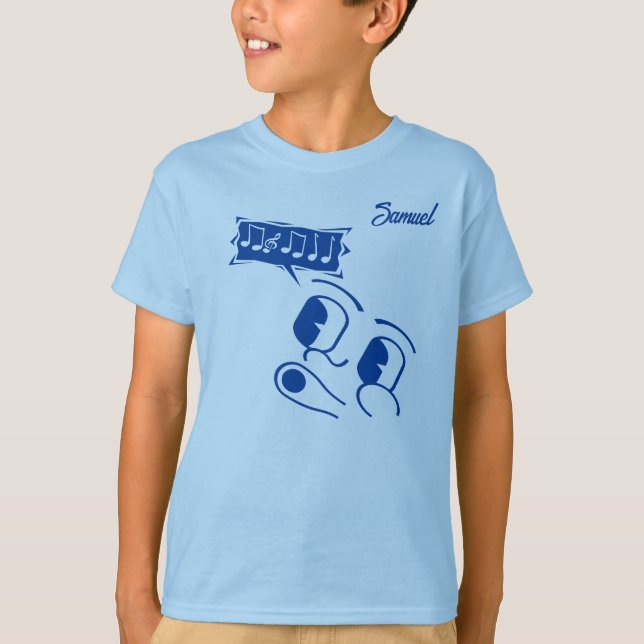 T-shirt Whistling Cartoon Face Personnalisable Boy's (Devant)