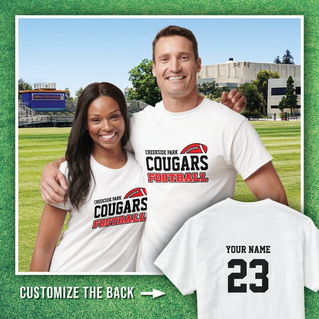 T-shirt WHIT OUT Creekside Park Cougars Nom du football # (Créateur téléchargé)