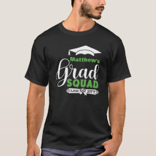 T-shirt White and Green Text Men's Black Graduation Squad