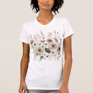 T-shirt White and pink floral wildflowers