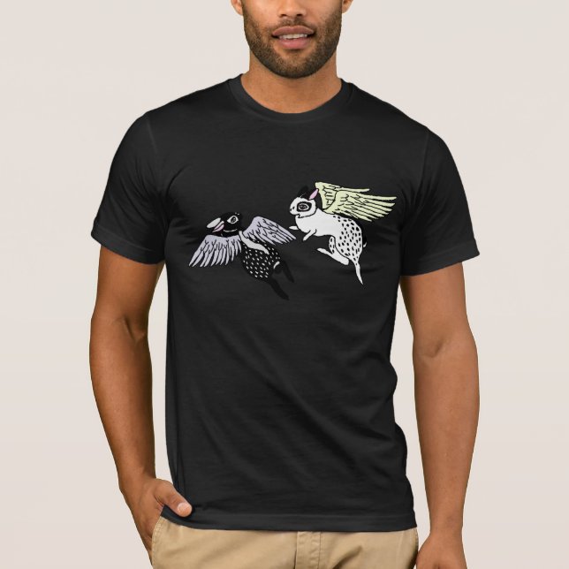 T-shirt White Angel Rabbit and Black Angel Rabbit. (Devant)