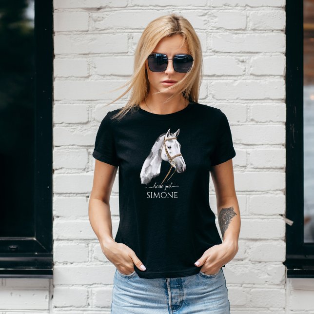 T-shirt White Appaloosa cheval portrait cowgirl équestre (Créateur téléchargé)