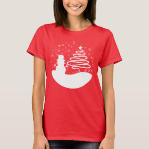 T-shirt White Christmas Winter Wonderland Snowman Tree