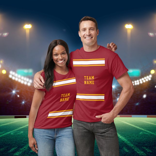 T-shirt White & Gold Sports Jersey Nom de l'équipe Unisex  (White & Gold Sports Jersey Team Name Unisex Dark T-Shirt)