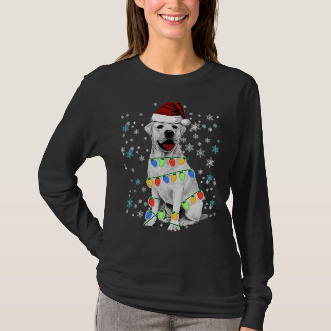 T-shirt White Labrador Retrivers Père Noël Christmas Tree  (Devant)