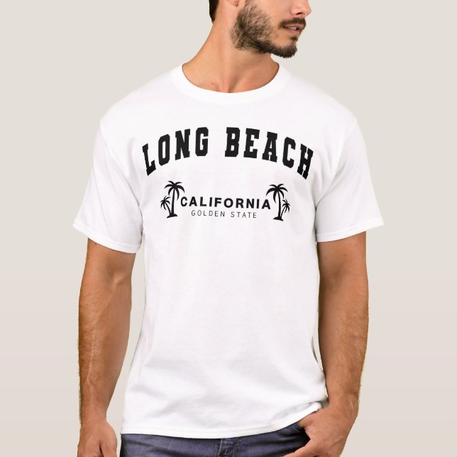 T-shirt White Long Beach, Californie (Devant)