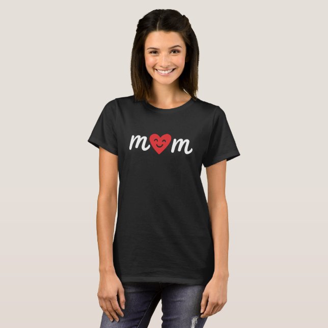 T-shirt White Mom Heart Minimalist Love (Devant entier)